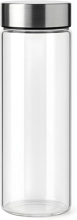 Borosilicate Glass Water Bottle 22 oz Wide Mouth Reusable Glass Bottle with Leak-Proof Lid, BPA Free, Hot & Cold Safe, Clear Durable Drinking Bottle for Home, Office, Gym
