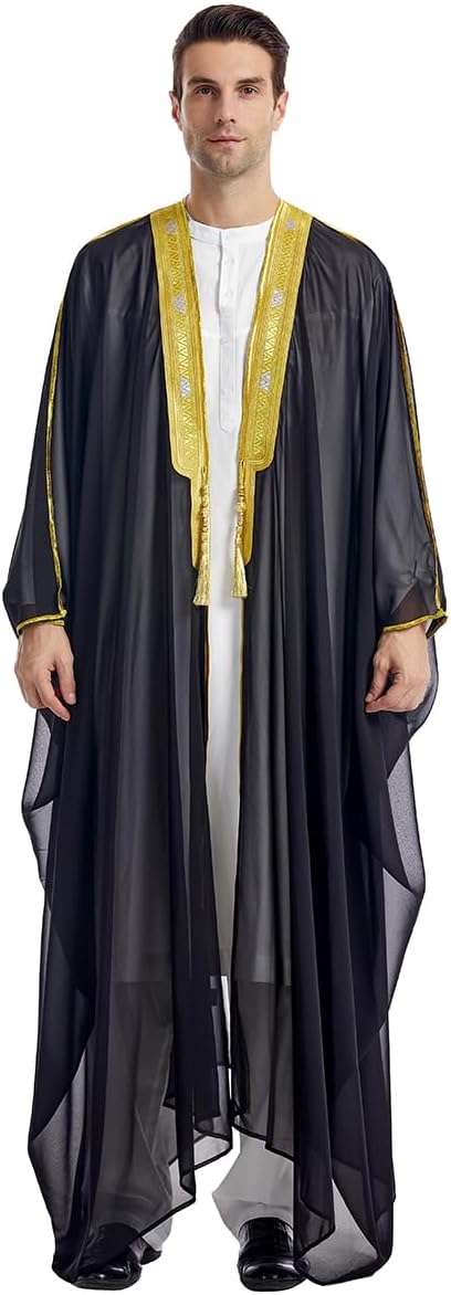 Qianliniuinc Thobe for Men Islamic Arabic Robe - Muslim Prayer Clothes Loose Abaya Clothing Casual Kaftan Long Sleeve