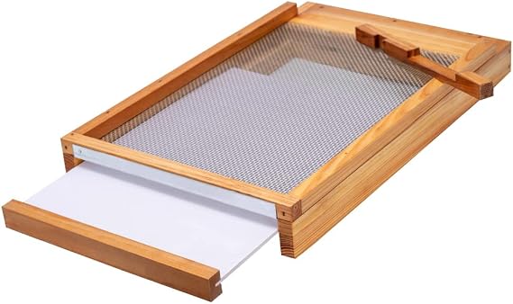 BeeCastle Beehive Screened Bottom Board Dipped in 100% Beeswax,Screened Bottom Board 10 Frame with Solid Wood