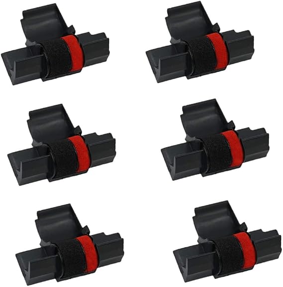 Printerfield IR40T Calculator Ink Roller Printer Ribbon 6 Pack -Black & Red