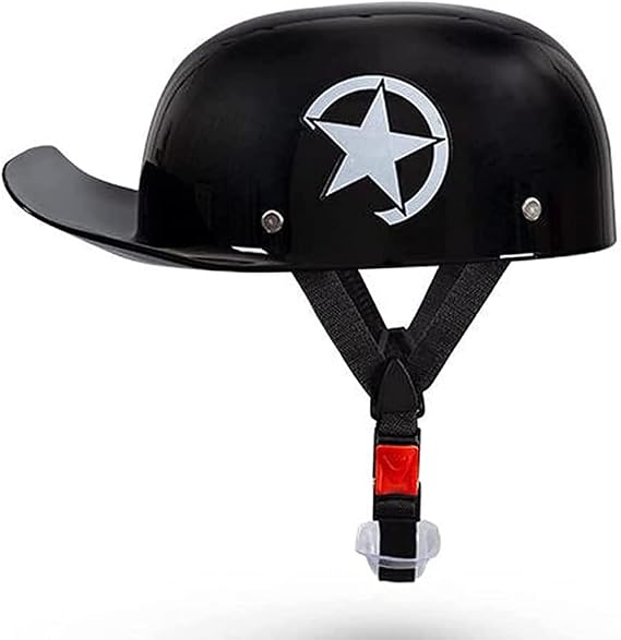 DOT Certified Baseball Cap Helmet, Motorcycle Men Women Street Bike Half Helmet, Retro Open Face Skull Cap Fashion Motorbike Helmet for Street Cruiser Jet Style Moped ATV Scooter