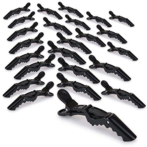 Deke Home - 4.3-Inch Alligator Hair Clips with Teeth Professional Salon Hair Sectioning Clips for Styling, Cutting & Coloring Non-Slip Grip, Durable Plastic, Black, Pack of 24