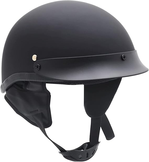 HTTMT MT506-001-S DOT Certified Matte Black Flat Black Compatible with Harley Davidson Half Face Helmet Chopper Cruiser Biker Size S