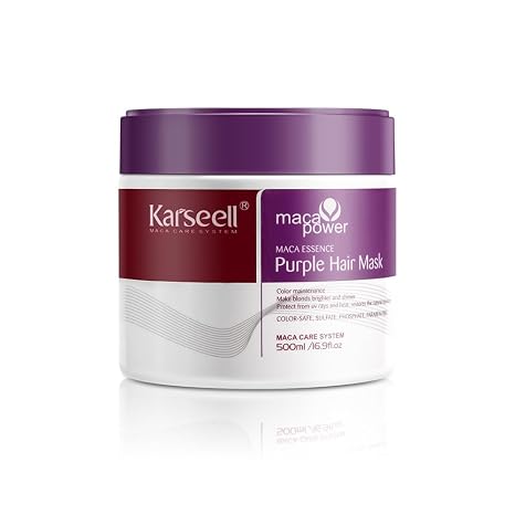 Karseell Purple Hair Mask 500 ml Purple Hair Mask Neutralises Yellow Tones Repairs Hair Damage Purple Hair Mask for Blonde Blonded Grey Hair