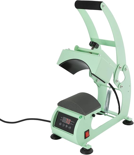 Hat Heat Press, Hat Press Heat Machine for Caps LCD Control, Temp Control 0-400F DIY Hat Press Heat Machine for Caps, for Vinyl, Sublimation, Heat Transfer (Green)