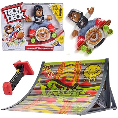TECH DECK Shred N Blast Sk8board, Motorized Finger Skateboard Toy with Rider & Ramp for Fast Tricks & High Jumps, Kids Toys for Boys and Girls Ages 6 & Up, Batteries Required