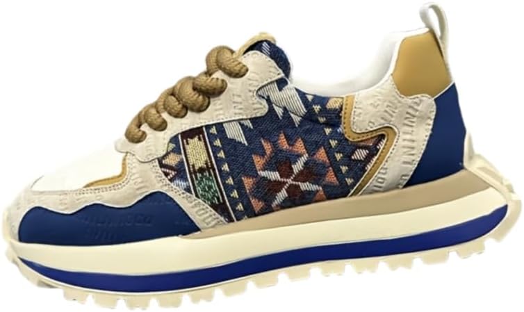 Fashion Sneakers, Breathable Fabric Upper, Rubber Sole, EVA Insole, Low Top Lace-Up Casual Sports Shoes for All Seasons, Allseason Sneakers | Vibrant Embroidered Shoes | Durable Rubber Sole