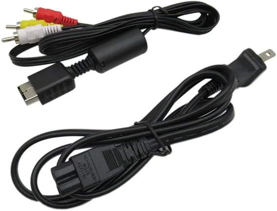 USonline911 New AV Cable & AC Power Cord Bundle Strong for Sony Playstation 2 PS2