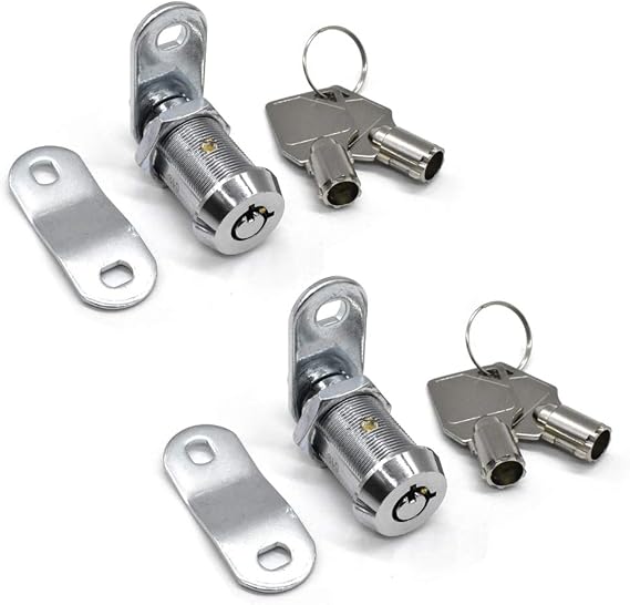 2Pcs Tubular Cam Lock 1-1/8 inch Cabinet Lock Keyed Alike with Chrome Finish for Vending Machine Tool Box Mailbox ATM