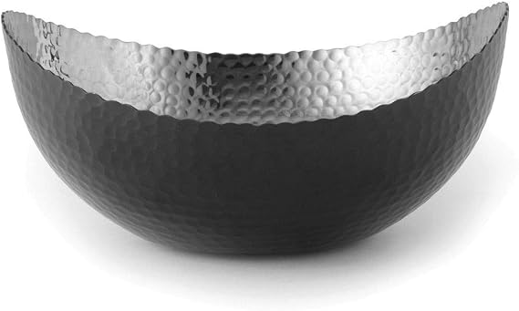 Elegance Aluminum Eclipse Bowl, 7.25" x 6.5", Black/Silver