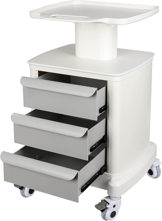 Mobile Medical Trolley Cart 110 LBS Load Portable Ultrasound Scanner Cart | Beauty Salon Storage Trolley with 3 Drawers 4 Wheels, Rolling Medical Utility Cart, For Hospital Office Bedroom Dental Clinic