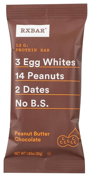 RXBAR Real Food Protein bar, Peanut Butter Chocolate, Gluten Free, 1.83oz Bars, 4Count(Pack of 1)