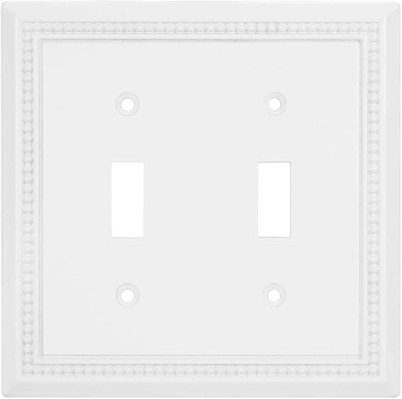 Sunken Pearls Heavy Duty Decorative Wall Plate Switch Plate Outlet Cover (Double Toggle, White)