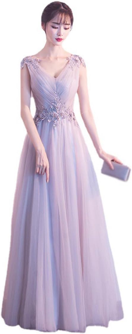 LSDZW Chiffon Dress, Long Length, V Neck, Formal Dress, Weddings, Invitations, Women's Party Dress, Long Length, Wedding, After-party, Guest Dress, Adult Charm, Lace, Graduation Ceremony, Homecoming,