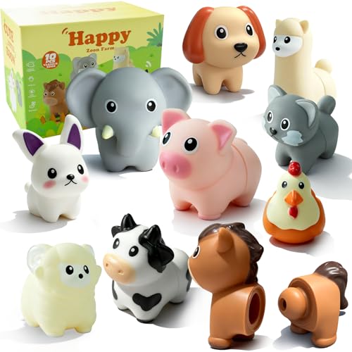 Toddler Farm Animal Toys, 10 Pcs Figure Toy Set for Educational Pretend Play, Little Farm Toys for 1,2,3 Years Old Boys Girls
