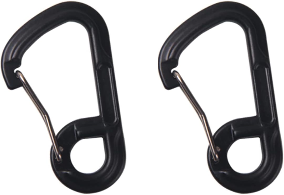 2-Pack 6-Shaped Carabiner, Caribeener Clips, Spring Snap Hook for Keychain, Aluminum Buckle