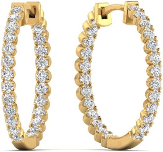 1/2 Carat Lab Grown Round Diamond Inside Out Hoop Earrings Silver/14K Gold