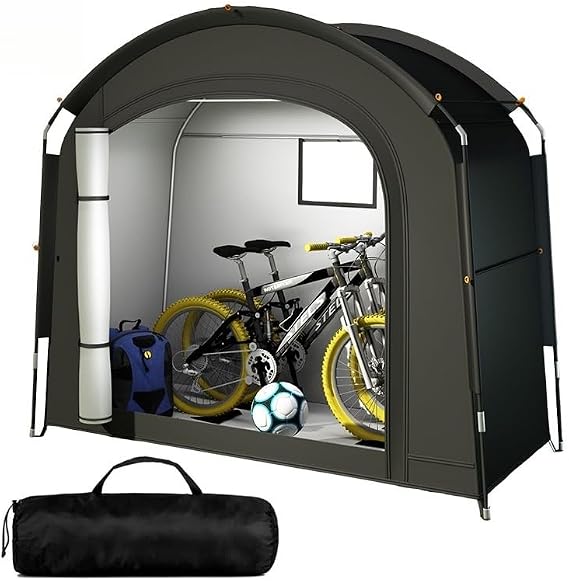 Bike Shed Outdoor Storage Waterproof Motorcycle Shelter Outdoor Storage With Window Design for Bicycles, Lawn Mower, Garden Tools(A,200x80x165CM)