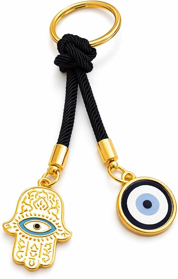 Nazar Boncuklu Fatma Anahtarlık – Altın Kaplama Hamsa Hand Evil Eye Anahtarlık – Şans, Koruma ve Hediye Anahtarlık – Kadın Erkek Araba Anahtarlığı