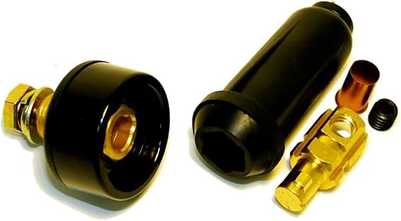 WeldingCity Dinse-Type Twist-Lock Insulated Male Connector and Panel Socket for Welding Cable AWG 1/0-3/0 (50-70mm)