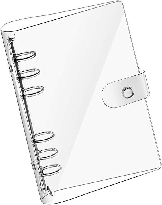 A5 Soft PVC Notebook Binder,Clear Soft PVC 6 Hole Ring Binder with Snap Button Waterproof Loose Leaf Notebook Folder for Diary Office Home School