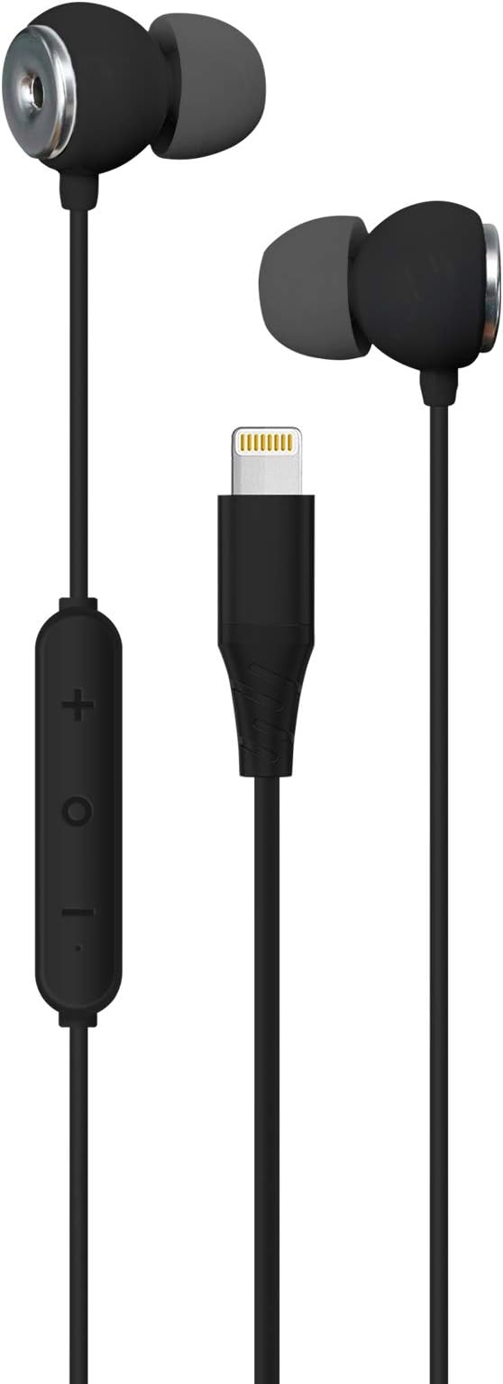 Realm Lightning Earbuds Apple MFi Certified Headphones, in-Ear Headphones with Lightning Connector, Built-in Microphone, Hands-Free Calling and Track Controls, Black