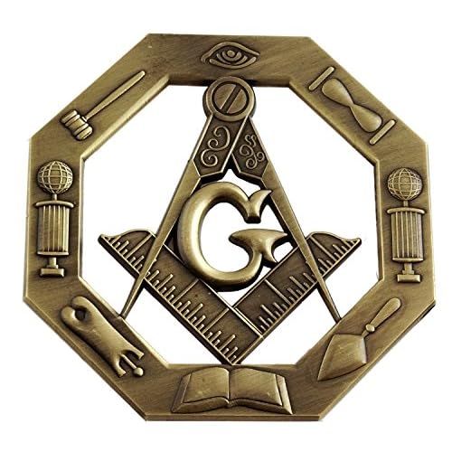 Working Tools Antique Masonic Auto Emblem - [Brass][3 Tall]