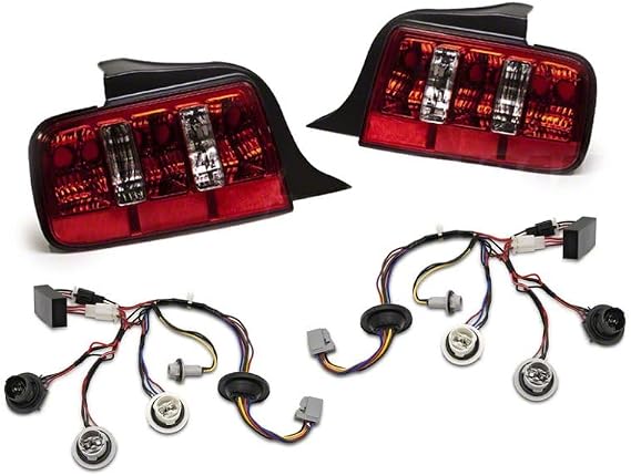 Raxiom Coyote Tail Lights and Sequential Tail Light Kit; Chrome Housing; Red/Clear Lens Compatible For 05-09 Mustang