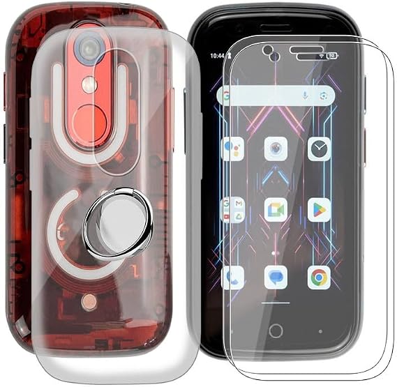 Cover for Unihertz Jelly Star (3") with 2 X Protective Film, 360 Cell Phone Metal Ring Holder, [Ultra-Thin Clear Soft TPU Shockproof Shell] Phone Case for Unihertz Jelly Star