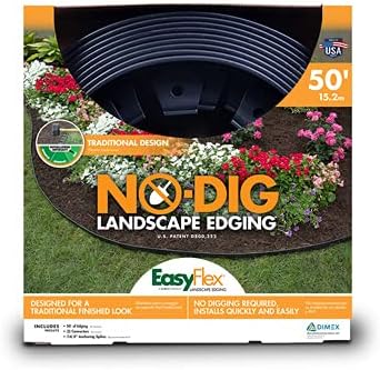 Dimex 3000-50-4 EasyFlex No Dig Edging Kit, Recycled Plastic, 50 Ft. - Quantity 4
