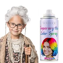 Hair Color Spray, Temporary Hair Dye for Women & Men, Vibrant Colors Hair Wax Gray Hair Cover for Party, Halloween, Cosplay (White, 120 ML)
