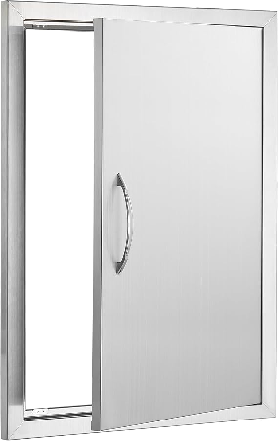 Happybuy BBQ Access Door, 20W x 27H Inch Single Outdoor Kitchen Door, Stainless Steel Flush Mount with Handle, for BBQ Island, Grilling Station, Outdoor Cabinet