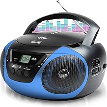 Tyler Portable Boombox CD Player AM/FM Radio Combo, Dynamic Boom Box CD Players for Home/Outdoor Portable Stereo with Speakers, Long Antenna for Best Reception Aux Input/3.5mm Headphone Jack, Blue