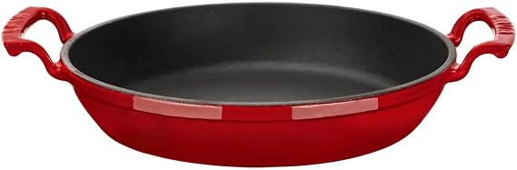 LAVA Cast Round Frying Cast Iron Solid Double Handle Diameter 24cm. Red