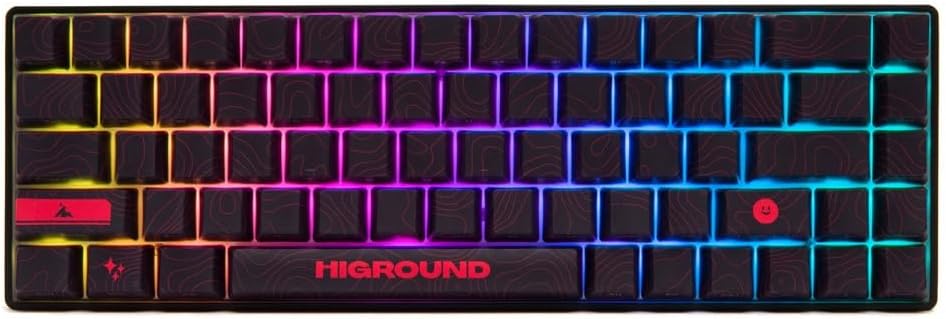 Higround LAVAROCK Basecamp 65% Mechanical USB Wired Gaming Keyboard Silent Glacier Switch Programmable RGB TransparentTranslucent Hot Swappable Deep Sock Creamy Sound PC Keyboard