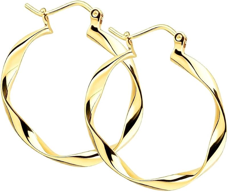ToHeart 14k Gold Hoop Earrings for Womens Rectangle Hoop Earrings Gold Plated Small Hoops