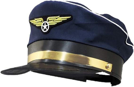 Navy Blue Airline Captain Pilot Aviator Airplane Costume Hat