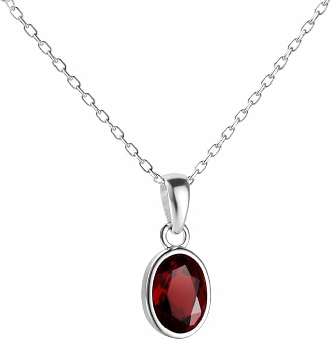 Solid Sterling Silver 925 Oval Gemstone Handmade Small Pendant Necklace for Women & Men
