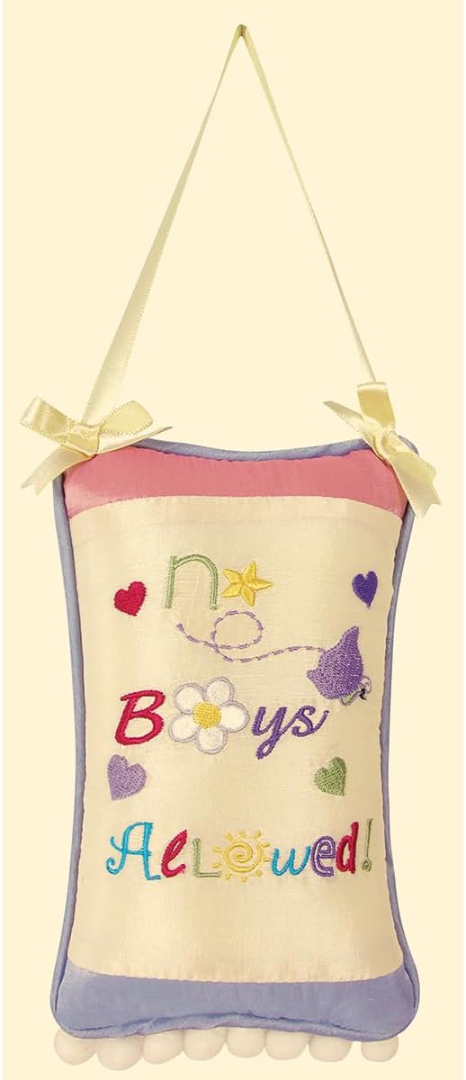C&F Home No Boys Allowed Embroidered Doorknob Pillow 5" x 8" 5" x 8" Cream