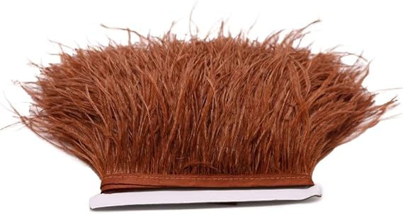 FQTANJU 2 Yards Soft & Natural Ostrich Feathers Fringe Trims Ribbon Used for Dress, Sewing, Craft Clothing, Lighting Decoration, Clothing DIY, etc. (Dark Brown)