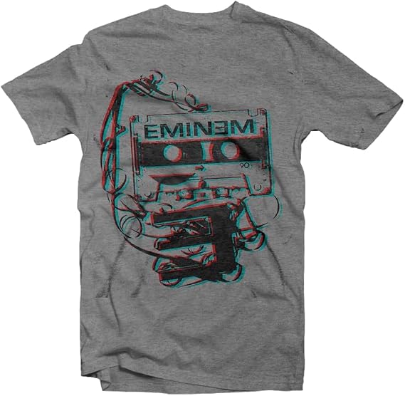 Eminem Men's Cassette Tape Slim Fit T-Shirt Grey