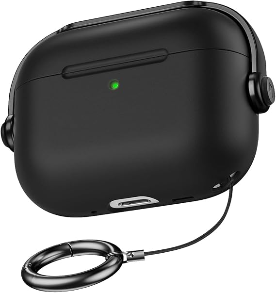 BUFF LABS Airpods Pro 3. Nesil ile Uyumlu DjPods Sert Malzemeli Kilitli Kapak Askı Aparatlı Kılıf (Siyah-Siyah)