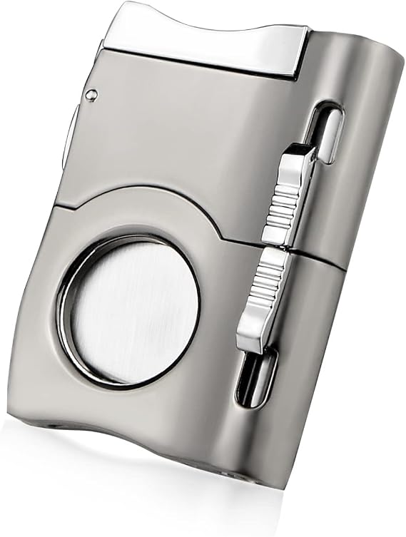 Cigar Cutter with Cigar Punch Stainless Steel Blade Cigar Guillotine for Cigars up to Large 60+ Ring Gauge