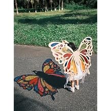 Kids Handmade Toy Butterfly Wings Colored Cellophane Light and Shadow Wood Plank Parent-Child Interaction (4 Pack)