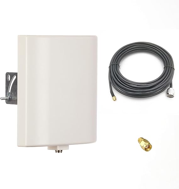 Directional WiFi Antenna Long Range Outdoor 2.4G 5GHz Panel Antenna Dual Band with 10ft Extension Cable SMA Male and RP-SMA Adaptor for Wireless Router Network Card Security Camera Video Monitor