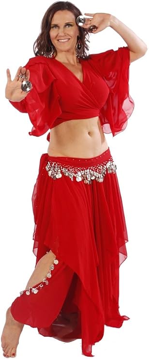 Belly Dance Skirt-Pants, Choli Top & Hip Scarf Costume Set | Fit for Fatine