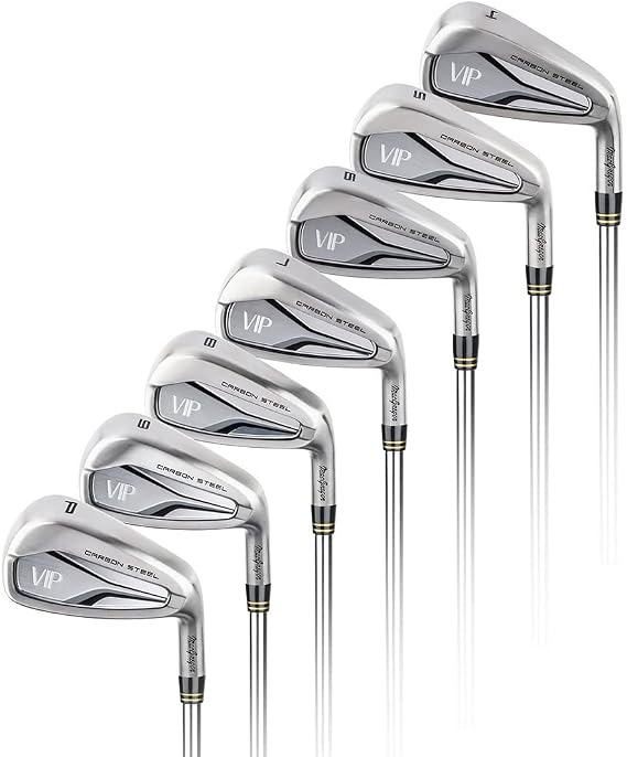 MacGregor Golf VIP -1' Carbon Steel Iron Set for Men Right Handed 4-PW Steel Shaft Regular Flex