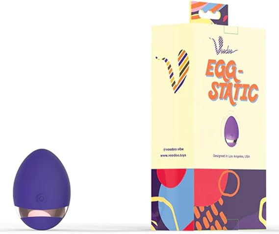 Voodoo Egg-Static, 10 Vibration Frequencies, Soft, Waterproof, USB Rechargeable Egg Vibe (Purple)