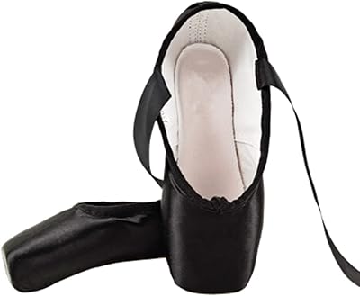 Ballet Shoes Adult Kids Ballet Pointe Shoes NudeBlackRed Satin Girls Women Professional Dance Shoes With Ribbons Silicone Toe Pad Dance Slippers for Girls Toddlers Wome,SHhg894064998-Black-10 UK