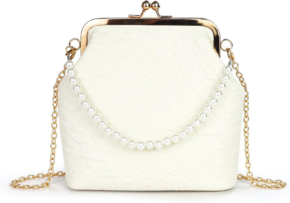 Women Crossbody Bags, Pearl Bag Evening Clutch Purses for Women, Elegant Ladies Handbags Crossbody Shoulder Bag